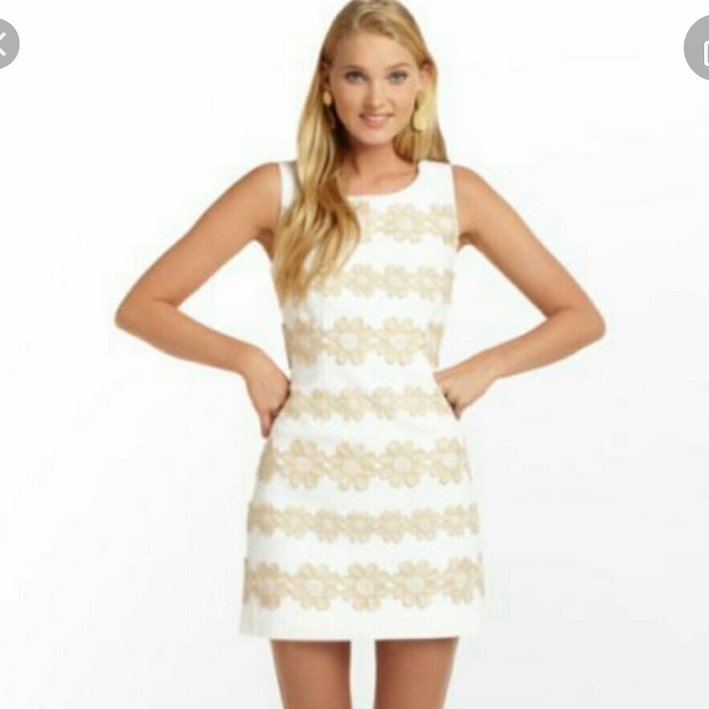 Lilly Pulitzer gold and white dress